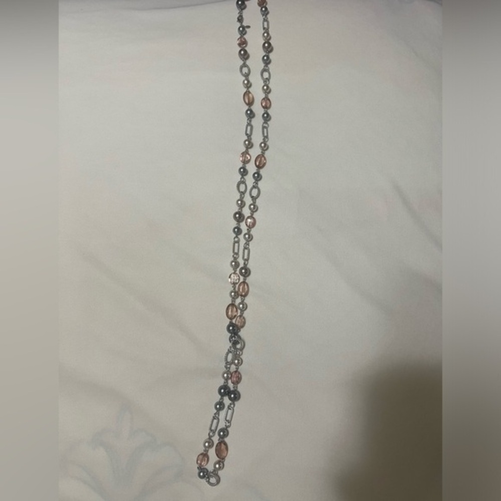 Pink & Silver Bead & Pearl Necklace